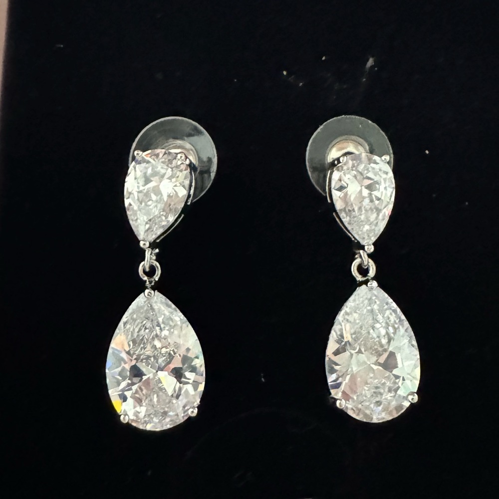 CZ Pear Drop Earrings